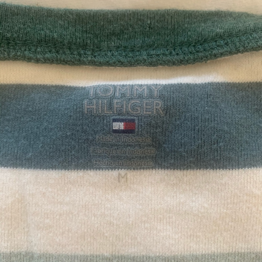 Green striped tommy v-neck